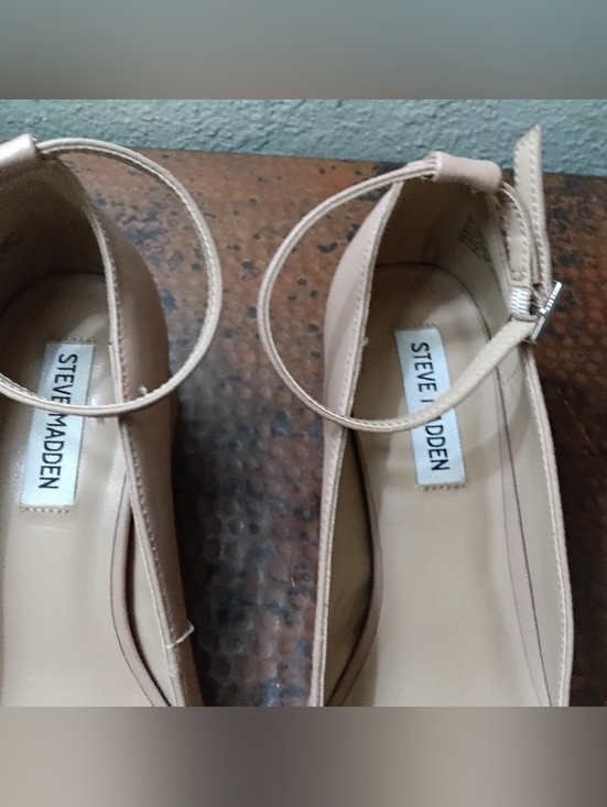 Steve Madden Sz. 8.5 Tan Colorblock Eli Ankle-Strap Two-Piece Block-Heel Pumps - Picture 8 of 16